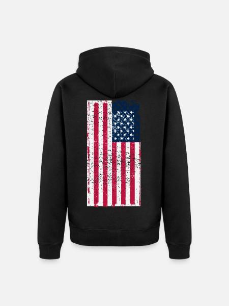 USA Flag - Unisex Premium Organic Zip Hoodie - black