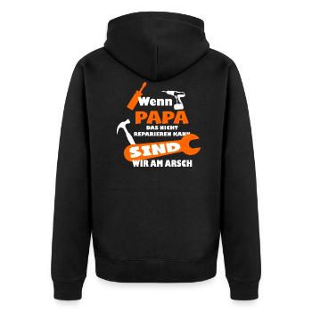wenn papa das nicht reparieren kann heimwerker - Unisex Premium Bio Zip Hoodie - Schwarz - Hinten - Nico (187cm)