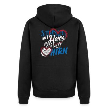 Student mit Herz anstatt Hirn - Unisex Premium Bio Zip Hoodie - Schwarz - Hinten - Nico (187cm)