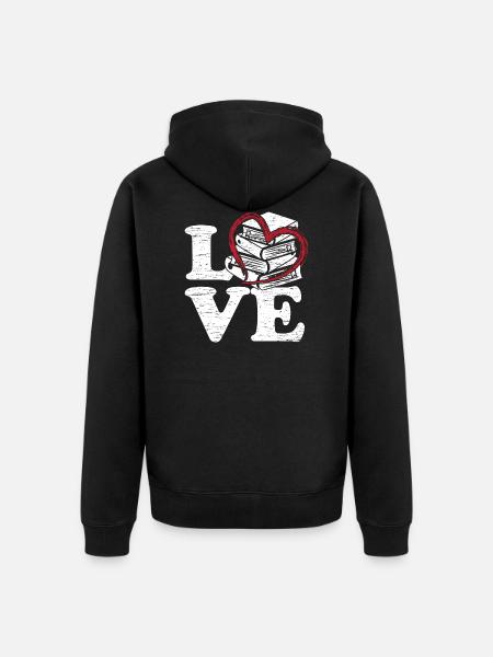 Books Love - Unisex Premium Organic Zip Hoodie - black