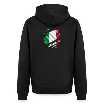 Italia unter dem Shirt - Unisex Premium Bio Zip Hoodie - Schwarz - Hinten - Nico (187cm)