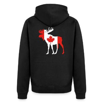 Elch Kanada - Unisex Premium Bio Zip Hoodie - Schwarz - Hinten - Nico (187cm)