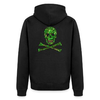 Skull, Emerald, pirate, digital, Crystal Skull - Unisex Premium Organic Zip Hoodie - black - Back - Nico (187cm)