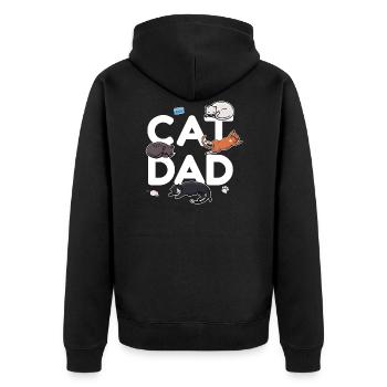 Cat Dad - Katze Katzenmann Papa Miezekatze Miau - Unisex Premium Bio Zip Hoodie - Schwarz - Hinten - Nico (187cm)