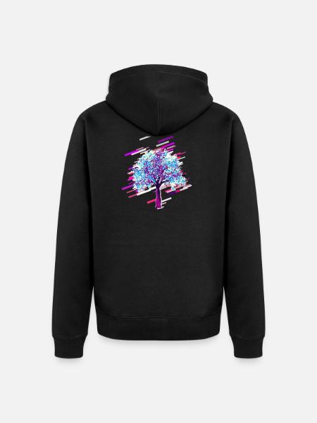 Arbre automne 80 rétro violet - Veste à capuche bio Premium Unisexe - noir