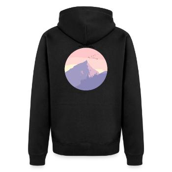 Hate People Bergpanorama - Unisex Premium Bio Zip Hoodie - Schwarz - Hinten - Nico (187cm)