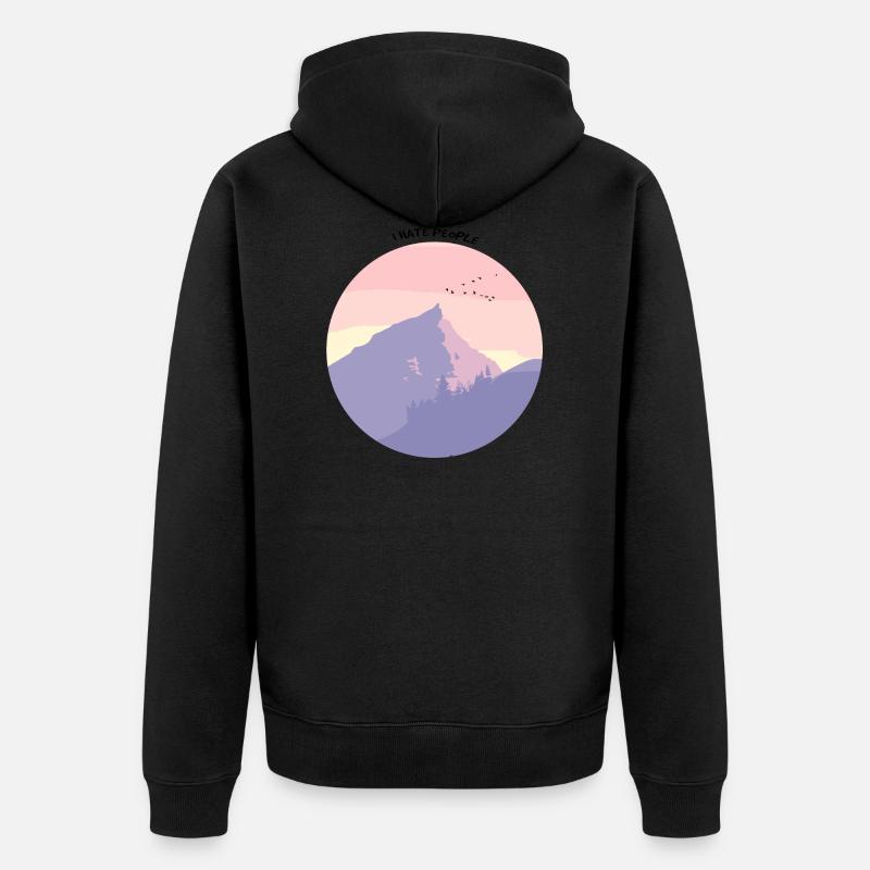 Hate People Bergpanorama - Unisex Premium Bio Zip Hoodie - Schwarz