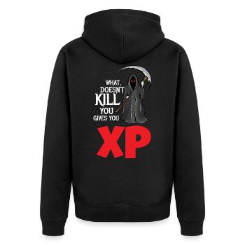 Gamer - Unisex Premium Bio Zip Hoodie - Schwarz - Hinten - Nico (187cm)