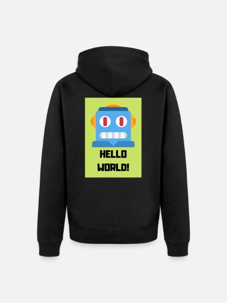 HELLO WORLD - Unisex Premium Organic Zip Hoodie - black