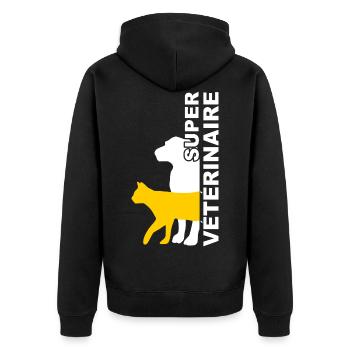 Veterinary Shirt • Super • Veterinary Gift - Unisex Premium Organic Zip Hoodie - black - Back - Nico (187cm)