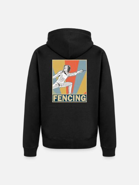 fencing - Unisex Premium Organic Zip Hoodie - black