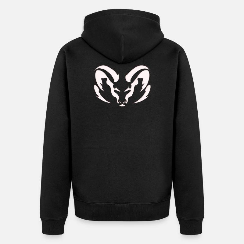 Widder weiss Sternzeichen Tattoo Geschenk - Unisex Premium Bio Zip Hoodie - Schwarz