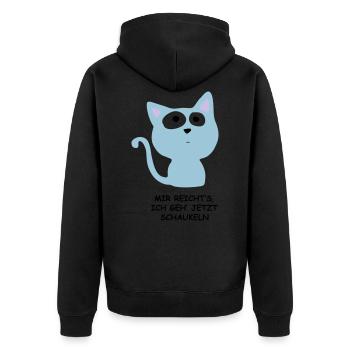 Süße Katze - Mir reichts, ich geh schaukeln - Unisex Premium Bio Zip Hoodie - Schwarz - Hinten - Nico (187cm)