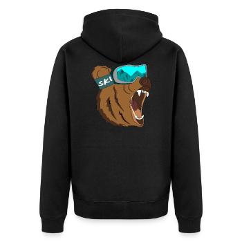 Ski Bear Rider Skier Cool Type Gift Snow Bear - Unisex Premium Organic Zip Hoodie - black - Back - Nico (187cm)