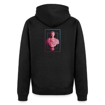 Synthwave Retrowave Style Statue Vaporwave Büste - Unisex Premium Bio Zip Hoodie - Schwarz - Hinten - Nico (187cm)