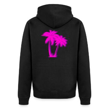 Vaporwave Pink Palm Tree Gift Aesthetic Style - Unisex Premium Organic Zip Hoodie - black - Back - Nico (187cm)