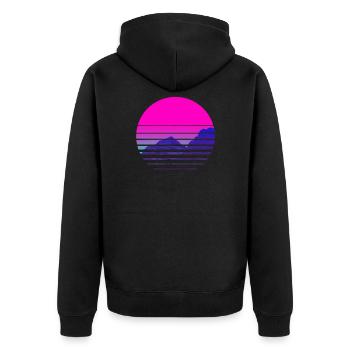 T 500 108 VAPORWAVE Sunset Mountains Scenery - Unisex Premium Organic Zip Hoodie - black - Back - Nico (187cm)