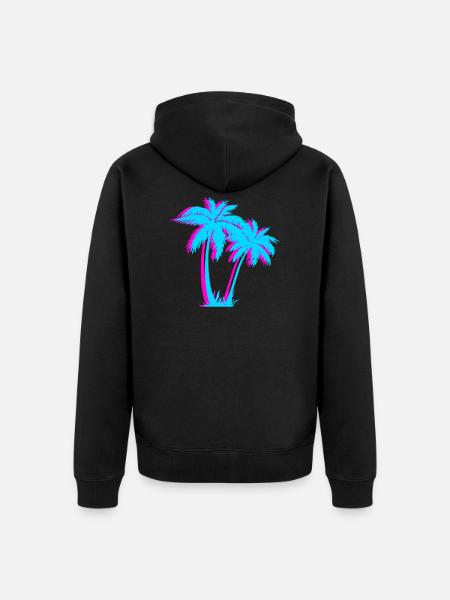 Beach Vaporwave Palm Tree Gift Aesthetic Tropical - Unisex Premium Organic Zip Hoodie - black