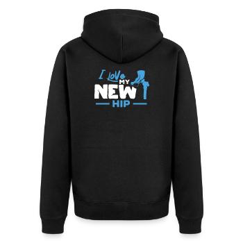 Hüfte Operation Künstliche Hüfte Gelenk Geschenk - Unisex Premium Bio Zip Hoodie - Schwarz - Hinten - Nico (187cm)