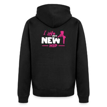Hüfte Operation Künstliche Hüfte Gelenk Geschenk - Unisex Premium Bio Zip Hoodie - Schwarz - Hinten - Nico (187cm)