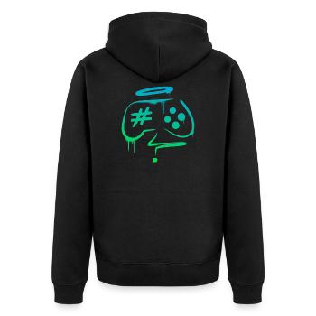 Gaming Graffiti Controller Videogames Tag - Unisex Premium Bio Zip Hoodie - Schwarz - Hinten - Nico (187cm)