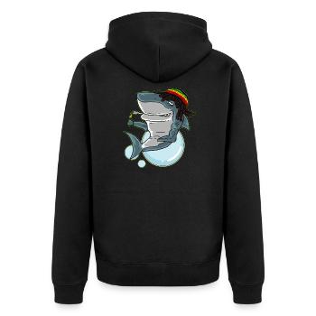 Lustiges Reggae-Haifisch-T-Shirt Geschenk Rastafari Haifisch Te - Unisex Premium Bio Zip Hoodie - Schwarz - Hinten - Nico (187cm)