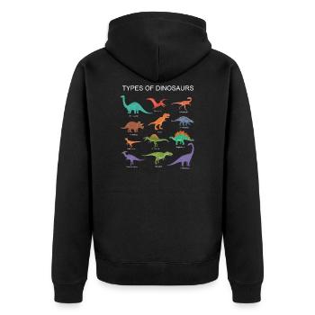 Dinosaur identificacion design Gift Types of - Unisex Premium Organic Zip Hoodie - black - Back - Nico (187cm)
