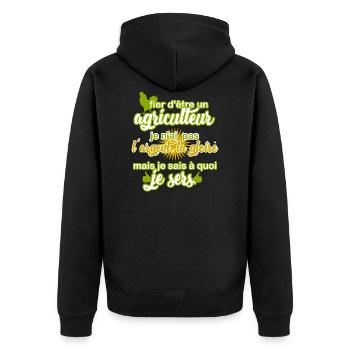 Fier d'être agriculteur - Veste à capuche bio Premium Unisexe - noir - Dos - Nico (187cm)