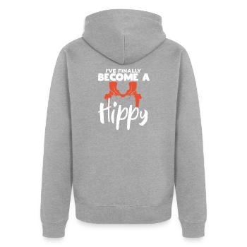 Hüfte Operation Künstliche Hüfte Gelenk Geschenk - Unisex Premium Bio Zip Hoodie - Grau meliert - Hinten - Nico (187cm)