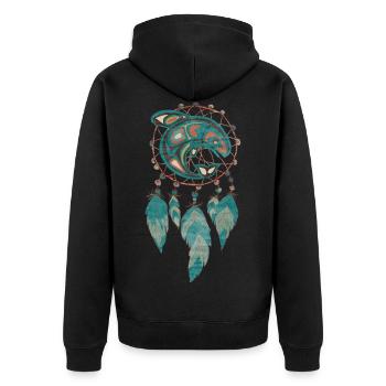 Native American Totem Orca Whale Dreamcatcher 1 - Unisex Premium Bio Zip Hoodie - Schwarz - Hinten - Nico (187cm)
