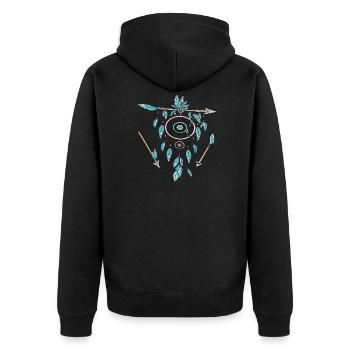 Der Traumfänger - Unisex Premium Bio Zip Hoodie - Schwarz - Hinten - Nico (187cm)
