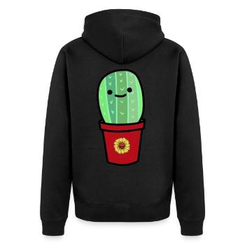 Cactus Plant Plants Cactus - Unisex Premium Organic Zip Hoodie - black - Back - Nico (187cm)