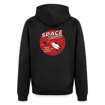 Weltraum-Explorer. Space Adventure Movies & Comic-Spaß - Unisex Premium Bio Zip Hoodie - Schwarz - Hinten - Nico (187cm)