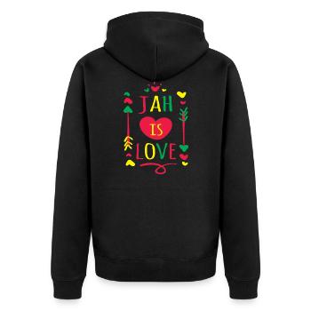 Jah ist Liebesgeschenk für Rastafari & Reggae Musik & - Unisex Premium Bio Zip Hoodie - Schwarz - Hinten - Nico (187cm)
