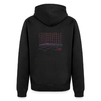 Aesthetic Vaporwave Geometric Grid Futuristic - Unisex Premium Organic Zip Hoodie - black - Back - Nico (187cm)