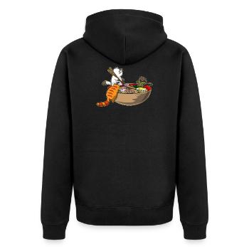 Lustige Kawaii japanische Anime-Katzen, die Ramen essen - Unisex Premium Bio Zip Hoodie - Schwarz - Hinten - Nico (187cm)