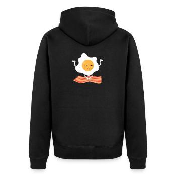 Meditating Egg & Bacon - Yoga Fried Egg Food - Unisex Premium Organic Zip Hoodie - black - Back - Nico (187cm)