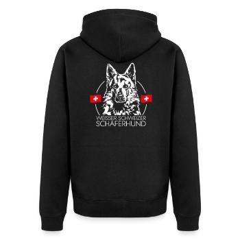 CHIEN DE BERGER SUISSE BLANC Chien Wilsigns - Veste à capuche bio Premium Unisexe - noir - Dos - Nico (187cm)