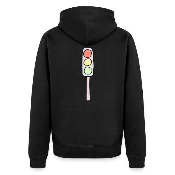 Ampel - Unisex Premium Bio Zip Hoodie - Schwarz - Hinten - Nico (187cm)