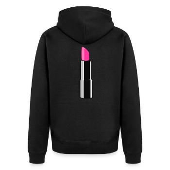 Lippenstift - Unisex Premium Bio Zip Hoodie - Schwarz - Hinten - Nico (187cm)