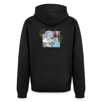 Seul cadeau de Meme Statue Vaporwave. Antisocial - Veste à capuche bio Premium Unisexe - noir - Dos - Nico (187cm)