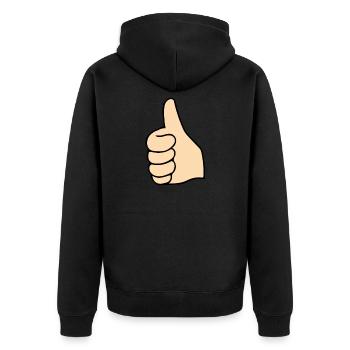 Daumen hoch - Unisex Premium Bio Zip Hoodie - Schwarz - Hinten - Nico (187cm)