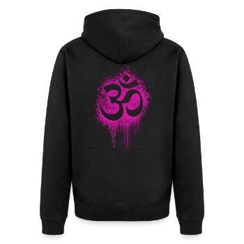 om psychedelic psy trance goa festival party - Unisex Premium Bio Zip Hoodie - Schwarz - Hinten - Nico (187cm)