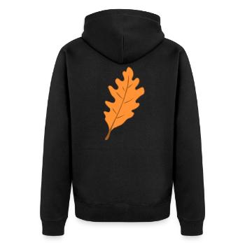 Eiche - Blatt - Herbst - Unisex Premium Bio Zip Hoodie - Schwarz - Hinten - Nico (187cm)