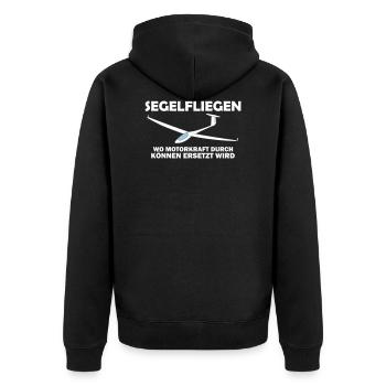 Motorkraft Segelflieger Segelflugzeug Spruch - Unisex Premium Bio Zip Hoodie - Schwarz - Hinten - Nico (187cm)