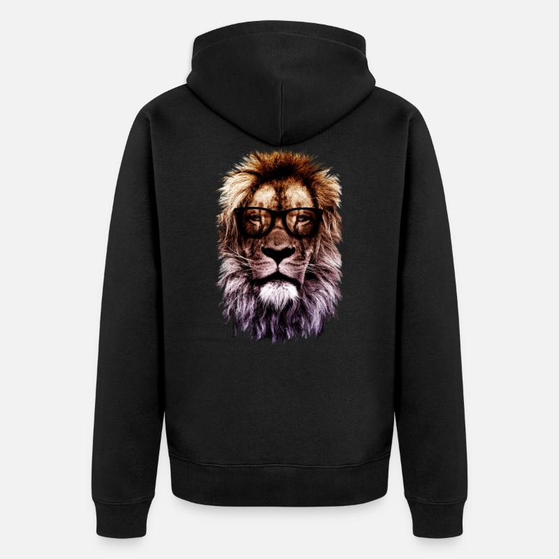 Lion de hipster - Veste à capuche bio Premium Unisexe - noir