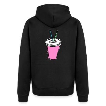 Milchshake Zeichnung - Unisex Premium Bio Zip Hoodie - Schwarz - Hinten - Nico (187cm)