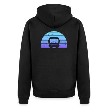 Klassisches Wohnmobil-Schattenbild am Sonnenuntergang-Geschenk - Unisex Premium Bio Zip Hoodie - Schwarz - Hinten - Nico (187cm)