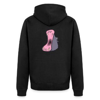 Nilpferd - Unisex Premium Bio Zip Hoodie - Schwarz - Hinten - Nico (187cm)