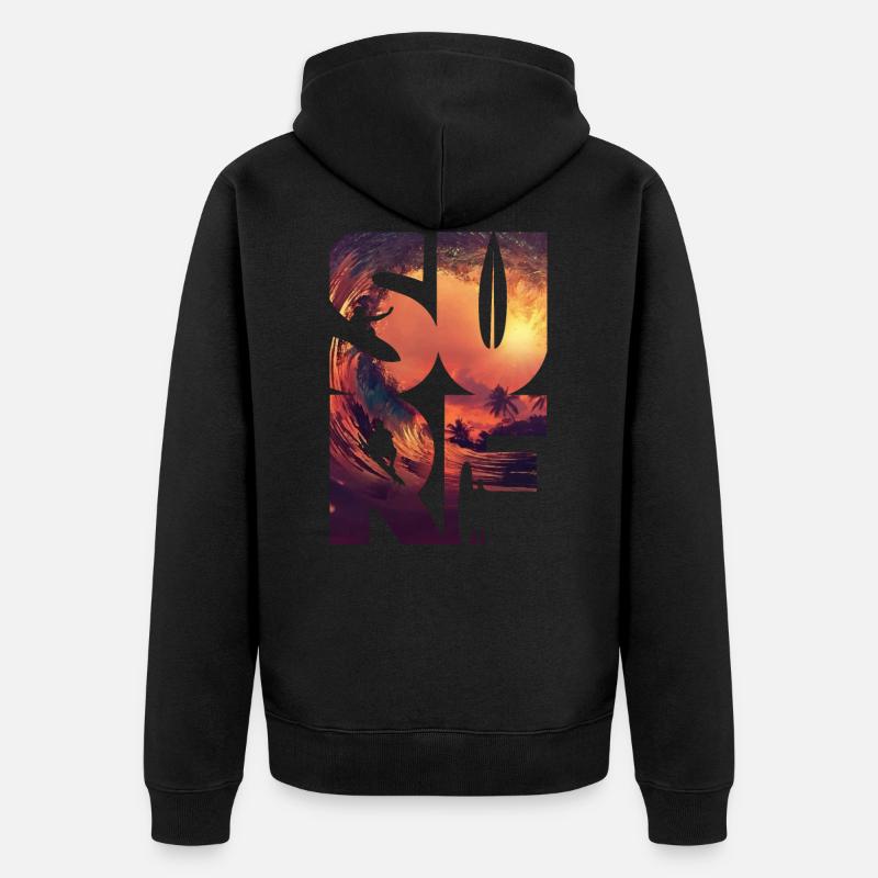Surfeur surf vagues de surf - Veste à capuche bio Premium Unisexe - noir